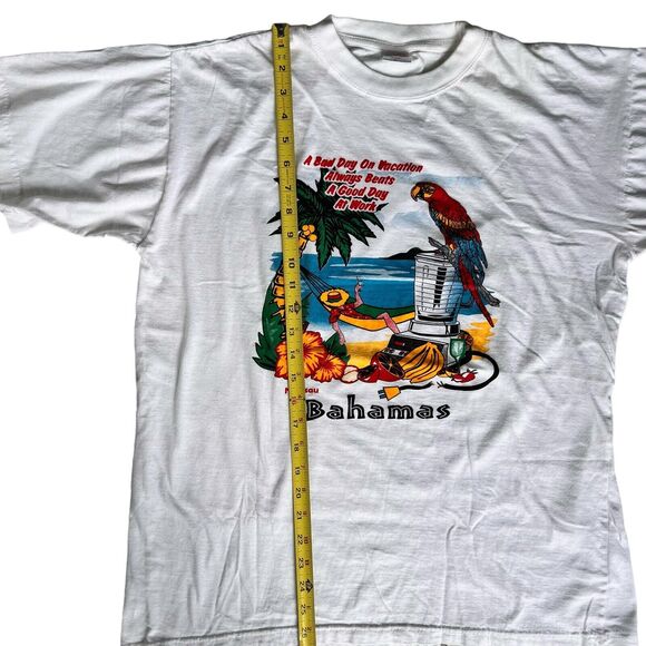 White Bahamas Graphic T Shirt Men XL Parrot Tropical Beach Vacation Colorful Tee - Picture 6 of 9